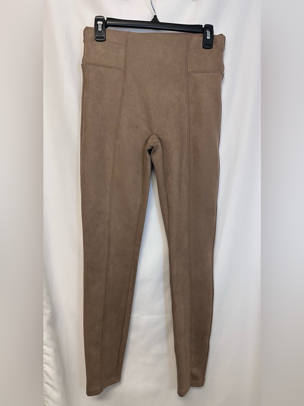SPANX Faux Suede Leggings Taupe Brown High Rise Skinny Size M Medium
